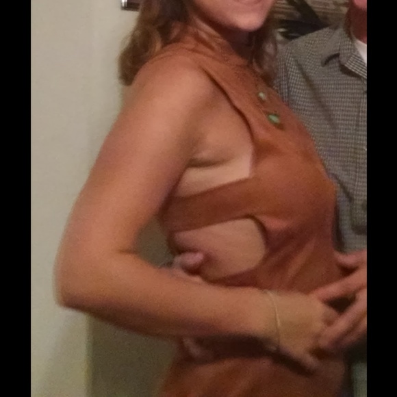 Suede Opened Side Mini Dress - Picture 4 of 5